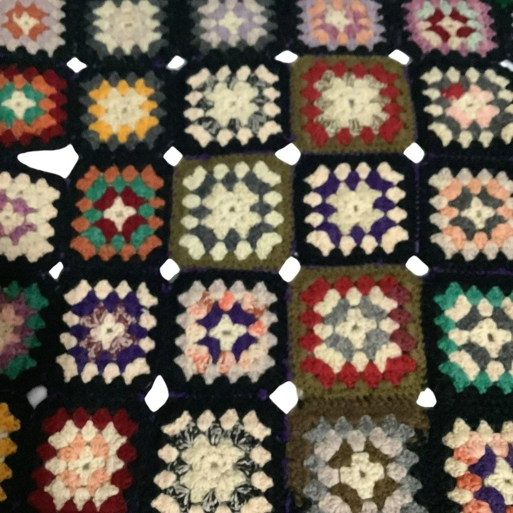 Vintage Handmade Granny Square Crochet Throw Blanket 45x33 Cottagecore Boho